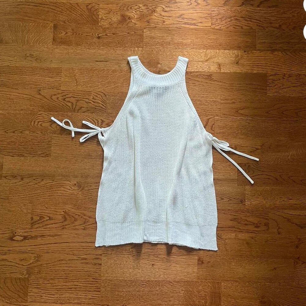 lulus knit tank top side tie fly away open apron sweater beach shirt sleeveless